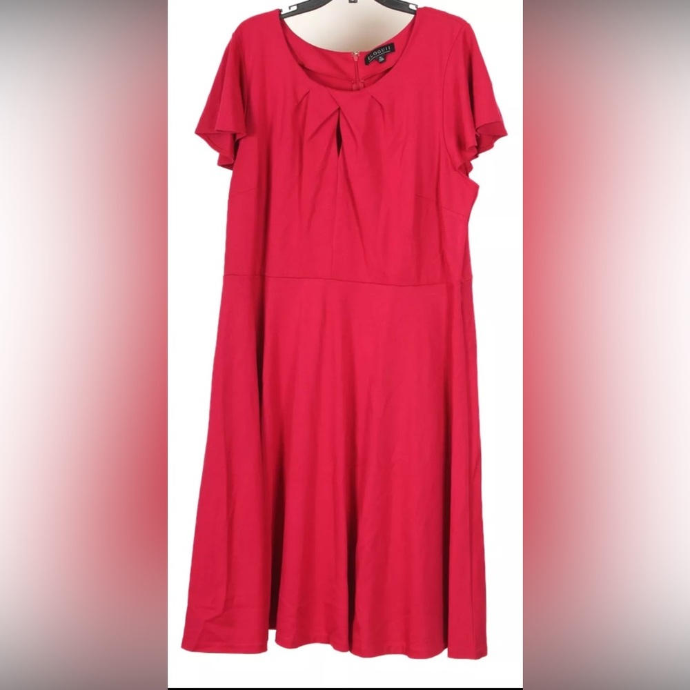 Eloquii Women’s Dress 22 Pink A Line Short Sleeve Pleated Stretch Knit